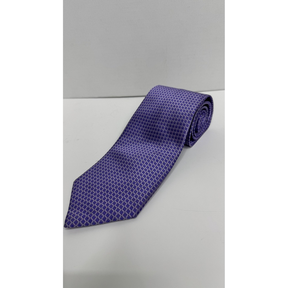 Brioni Italy Purple Geometric Silk Hand Made Necktie 59 x 3.5 Mens Tie